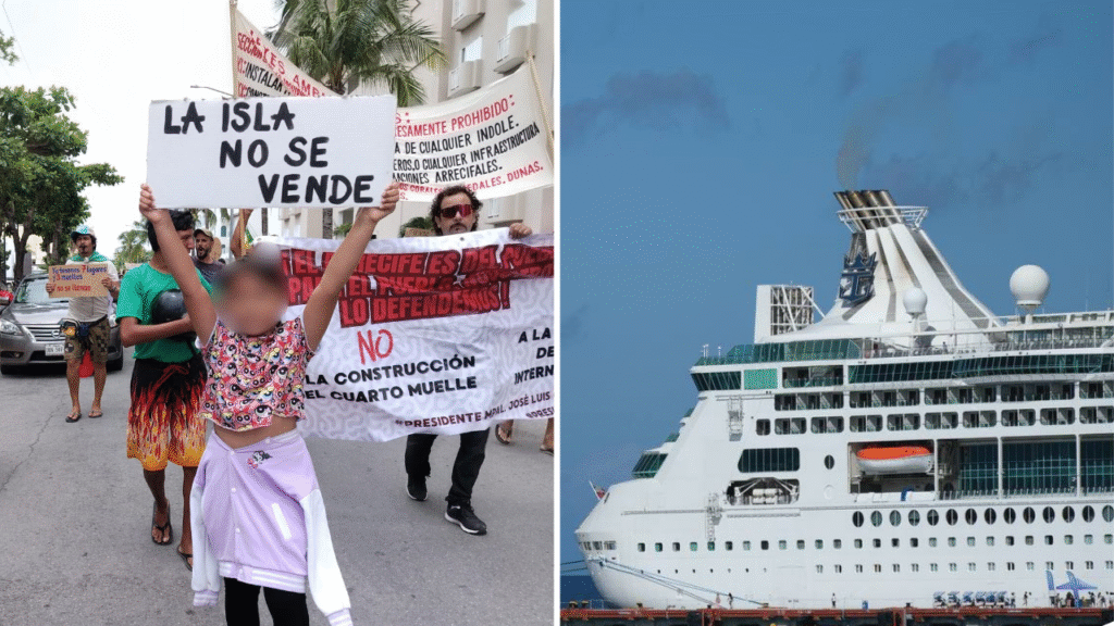 Marcha en contra del Cuarto Muelle de Cozumel