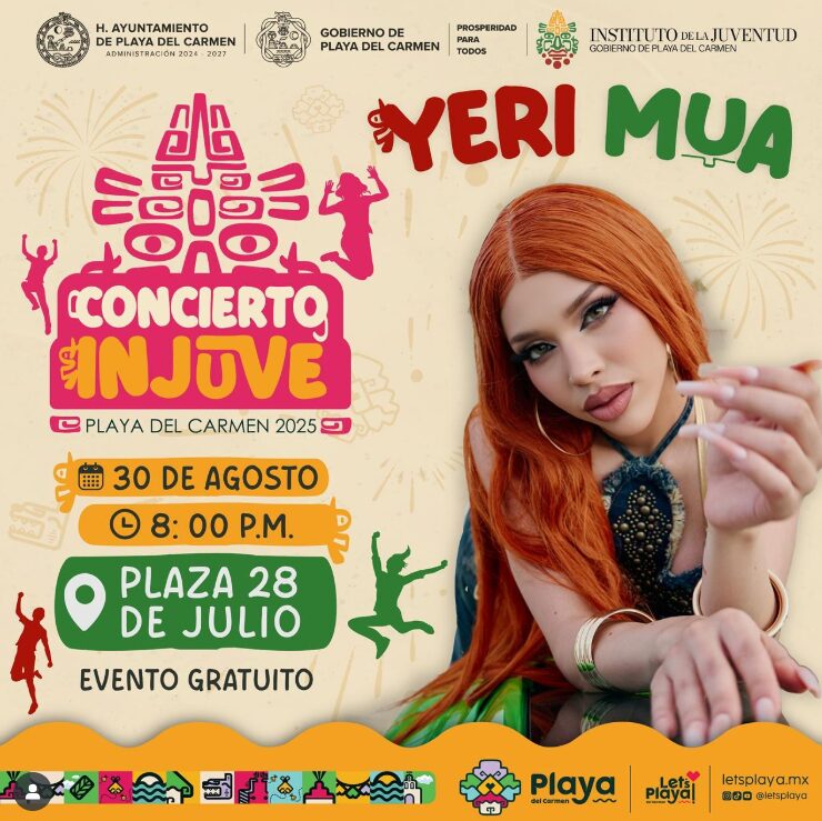 25 mil fanáticos asisten al primer concierto de Yeri Mua en Playa del Carmen.
