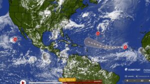 Se forma la Tormenta Tropical Erin en el Atlántico; sin peligro para Quintana Roo por ahora. Imagen: Windy