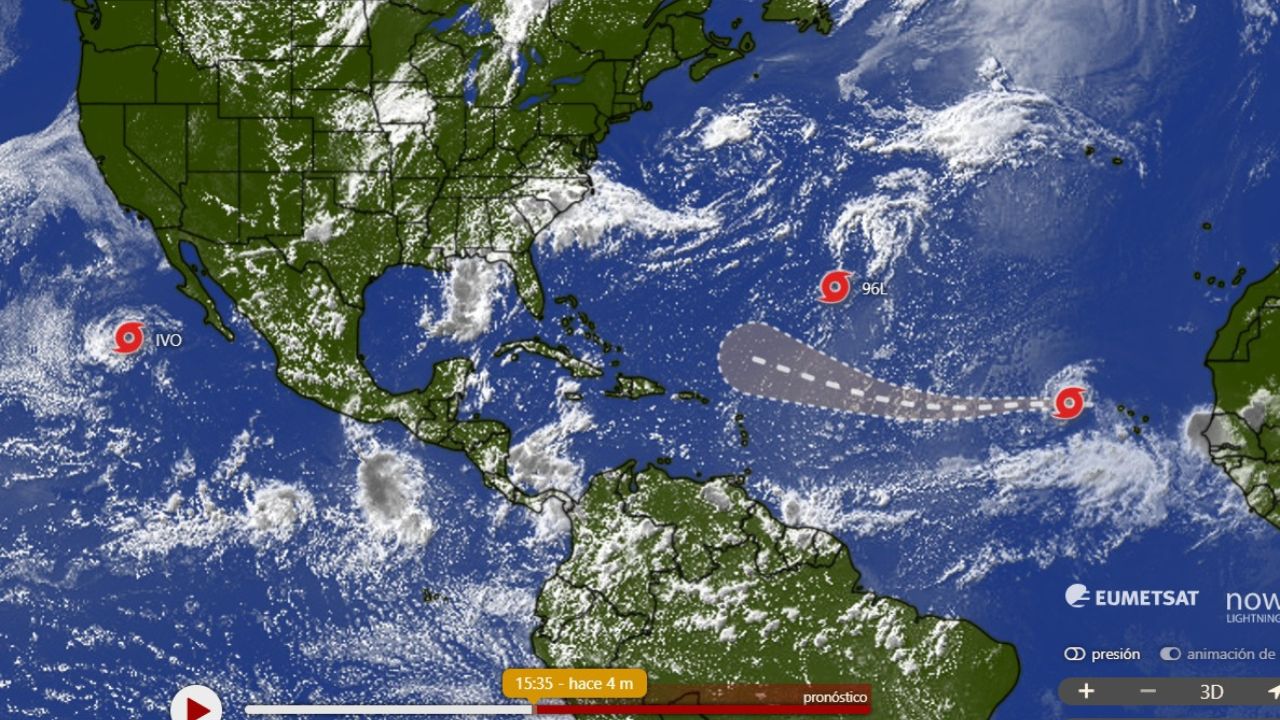 Se forma la Tormenta Tropical Erin en el Atlántico; sin peligro para Quintana Roo por ahora. Imagen: Windy