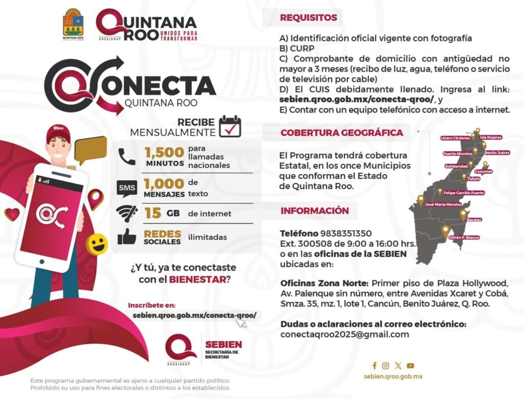 Programa 'Conecta Quintana Roo' conecta a 24 mil personas con chips de Internet gratis en Quintana Roo.