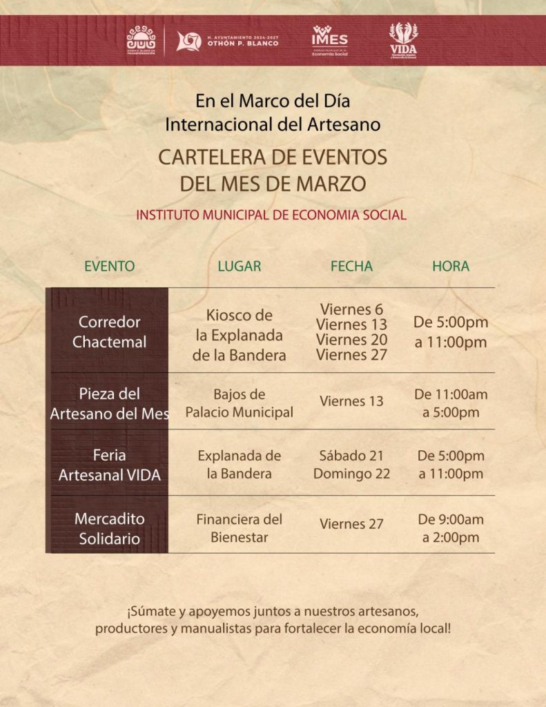 cartelera artesanal en Chetumal