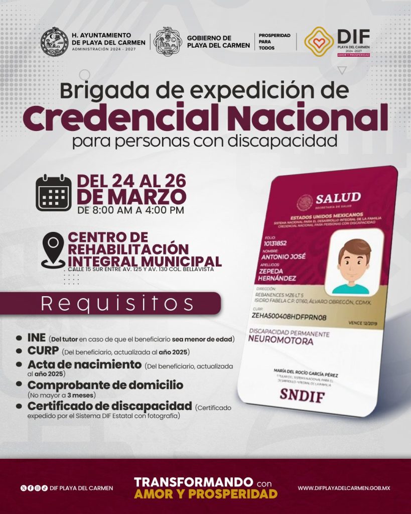 Personal del CRIM orienta a personas con discapacidad en Quintana Roo sobre el trámite del Certificado, la Credencial Nacional y el Tarjetón Estatal.