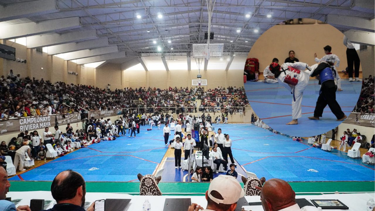 El Campeonato Riviera Maya Taekwondo 2026 "Legado de Guerreros TKD" reunió a más de 70 academias en el Poliforum de Playa del Carmen.