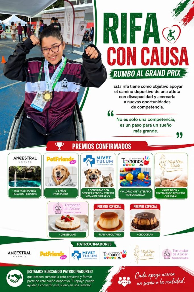 Ilian Poot, paratleta de Tulum, busca apoyo para representar a México en el Grand Prix Mundial de Para Atletismo 2026 en Tlaxcala.