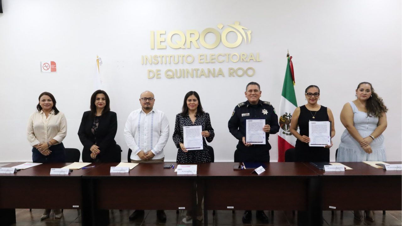 Autoridades del IEQROO y la SSC firman convenio de seguridad para las elecciones de Quintana Roo en 2027.