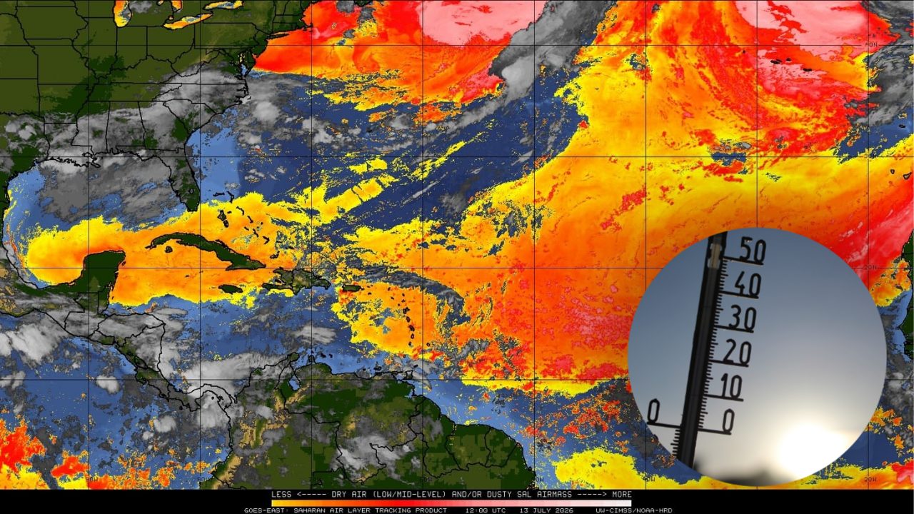 Efectos de El Niño en Playa del Carmen: cielo despejado y calor extremo dominan el ambiente.