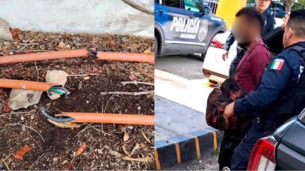 Detienen a sujeto por robar cables de energía eléctrica en Playa del Carmen.