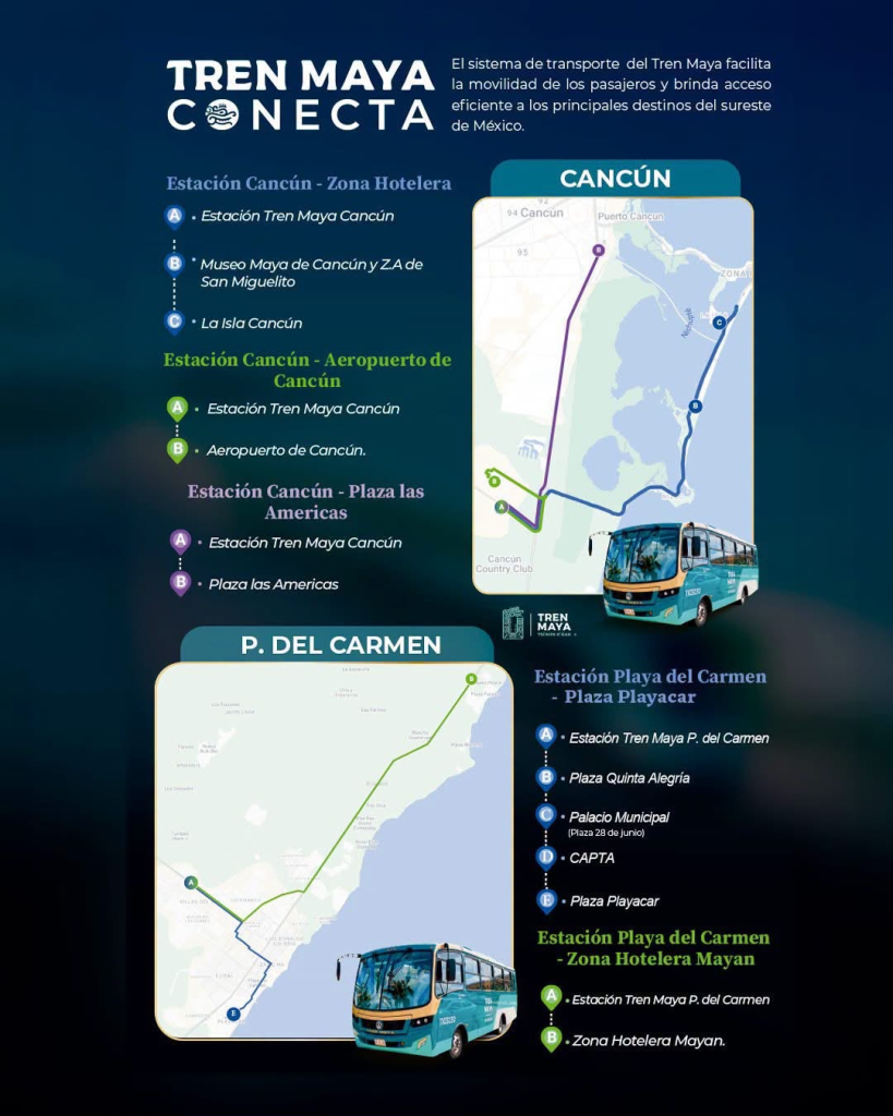 Así operará la Ruta del Tren Maya Cancún-Playa del Carmen a partir del 15 de agosto.