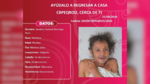 Sandino Gabriel Montejo Pech permanece hospitalizado en el IMSS-Bienestar de Playa del Carmen; buscan a sus familiares.