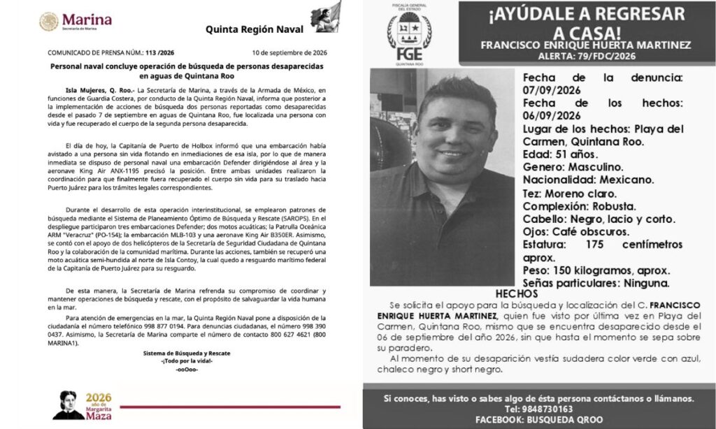 Recuperan cuerpo de persona desaparecida en Holbox