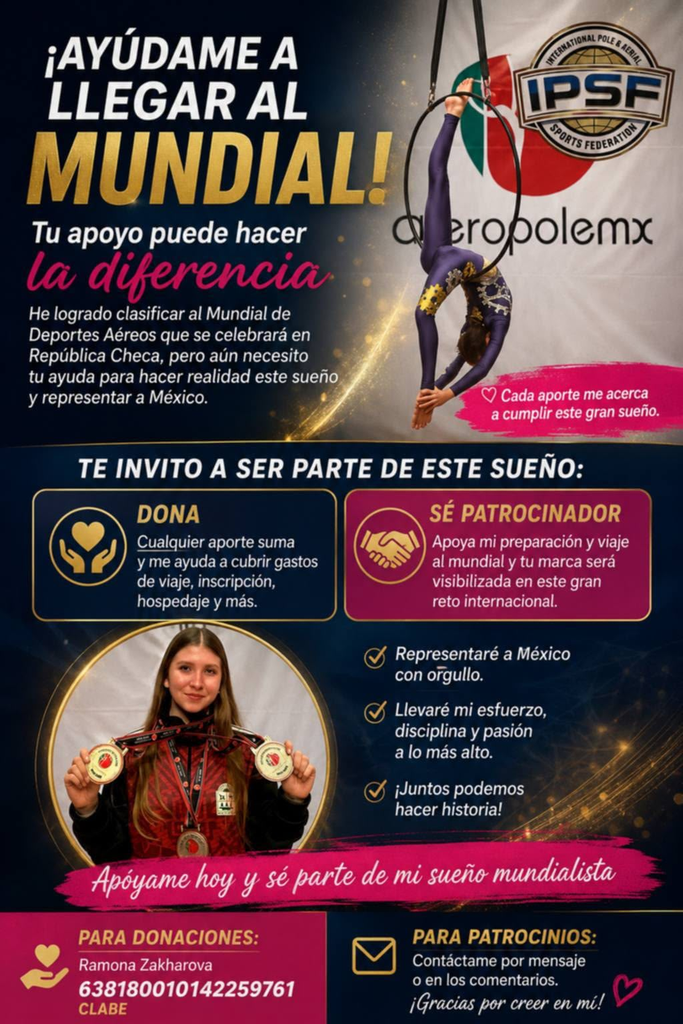 Ramona Zakharova, campeona en danza aérea, busca patrocinio para competir en el Mundial en República Checa.