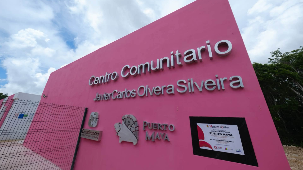 Así luce el centro comunitario “Javier Carlos Olvera Silveira” en Puerto Aventuras.