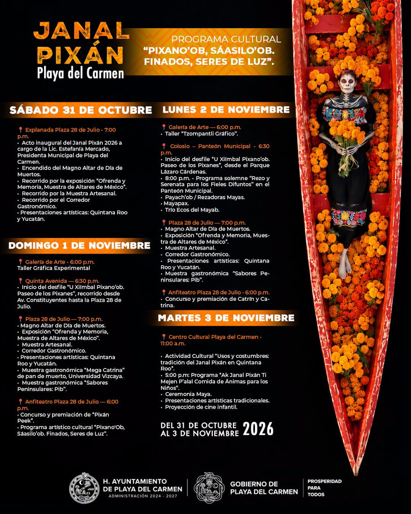 Así será el Janal Pixán en Playa del Carmen 2026, del 31 de octubre al 3 de noviembre.