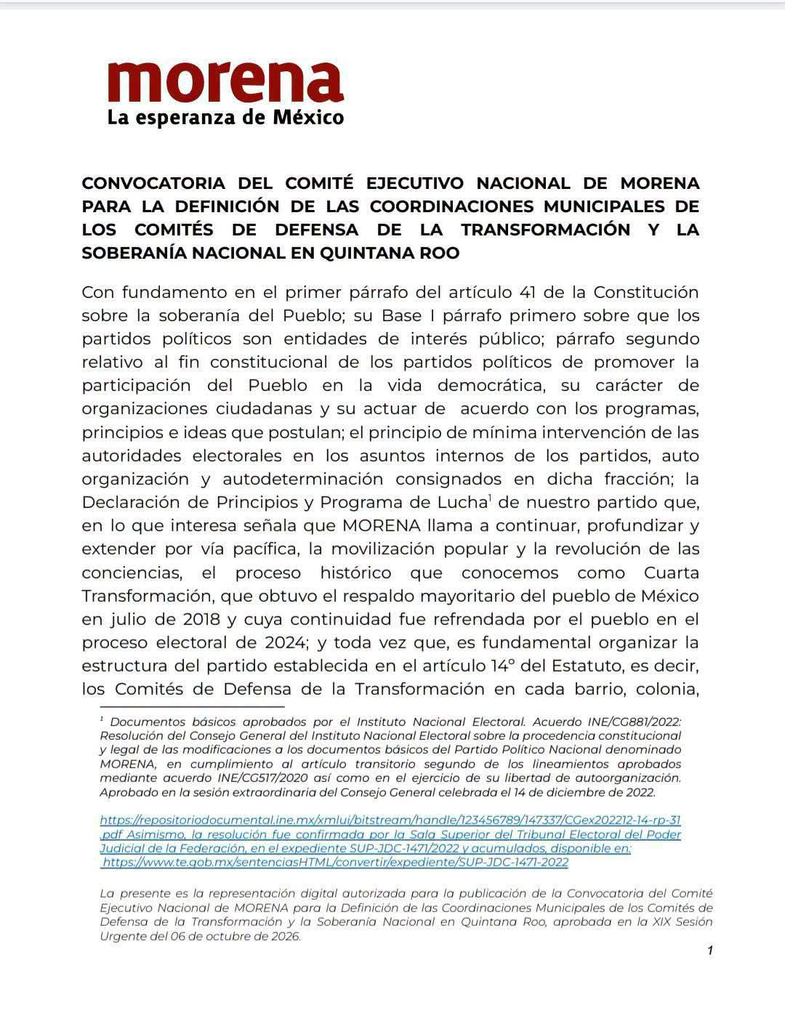 Así puedes participar en el registro para coordinadores municipales de Quintana Roo de Morena.