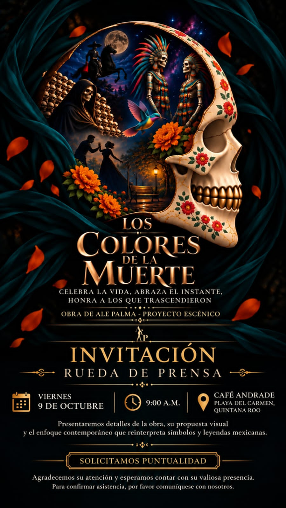 “Los Colores de la Muerte” en Playa del Carmen se presentará el 24 de octubre en la Casa de la Cultura.